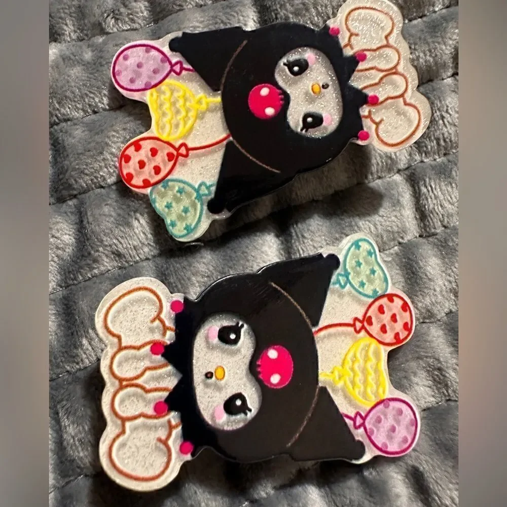 Gothic Sanrio Kuromi 2pcs Hair Accessories Hair Clip's adorable & sp… New